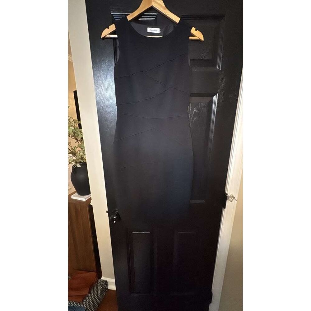 Calvin Klein Black Sleeveless Paneled Sheath Dress Size 6 - Picture 2 of 6